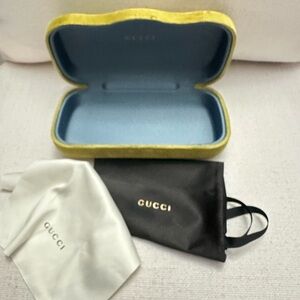 Gucci Yellow and Blue Sunglasses Case with Pouches